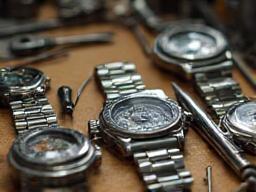 Tools for watch repair laid out